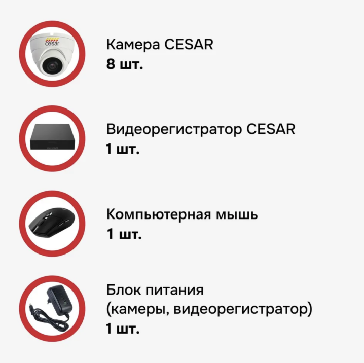 комплект системы видеонаблюдения cesar, 8 камер и видеорегистратор